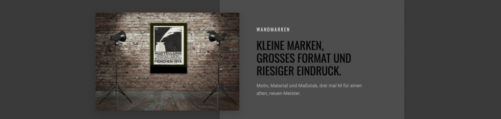 Kleine Marken, großes Format, riesiger Eindruck. Wandmarken.